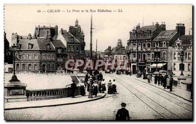 Calais Old Postcard Bridge and the rue de Richelieu