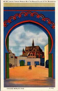 Vtg 1933 Morocco Chicago World's Fair Century Of Progress Linen Postcard