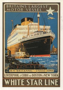 MV Britannic White Star Line Ship Liverpool Poster Advertising Postcard