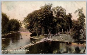 Postcard Wingham Ontario c1910s River Scene Huron County Warwick for Geo. Mason