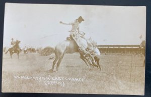 Mint USA RPPC Real Picture Postcard Cowboy ED McCarty On Last Chance