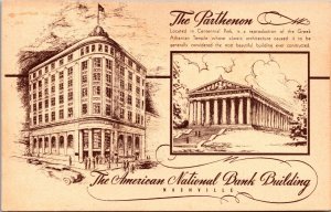 Postcard The Parthenon The American National Bank Building Nashville, Tennessee