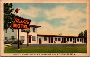 Linen Postcard Starlite Motel Route 73 in Maple Shade, New Jersey