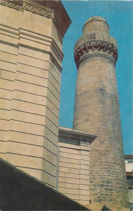 Postcard Azerbaijan BAKU fortress minaret Djuma mosque