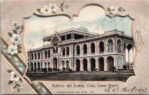 Peru Lima Edificio Del Jockey Club Vintage Postcard C097