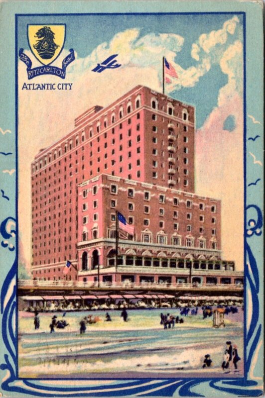 Postcard NJ Atlantic City - The Ritz Carlton Hotel  - with Logo in Shield