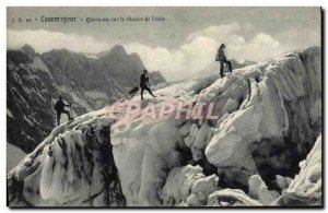 Old Postcard Courmoyeur Caravine On Glacier Mountaineering Triole