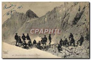 Old Postcard Alpine Hunters in the mountains Army