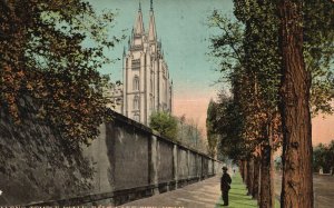 Vintage Postcard 1910's Along Temple Wall Salt Lake City Utah UT