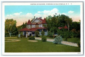 c1930 Chateau De Navarre Stamford Exterior Building Catskills New York Postcard