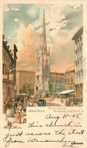 c-1905 Private Mailing Grace Church Trolley Broadway New York postcard 7900