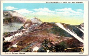 1954 The Switchbacks Pikes Peak Auto Highway Colorado Springs CO Posted Postcard