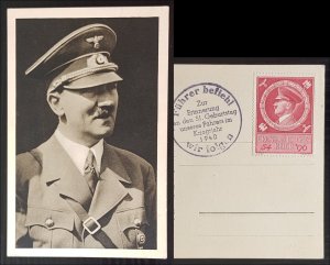 GERMANY THIRD 3rd REICH ORIGINAL POSTCARD ADOLF HITLER