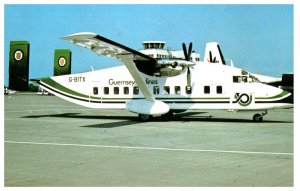 Guernsey Airlines Short SD3 30 at Jersey UK 1981 Airplane Postcard