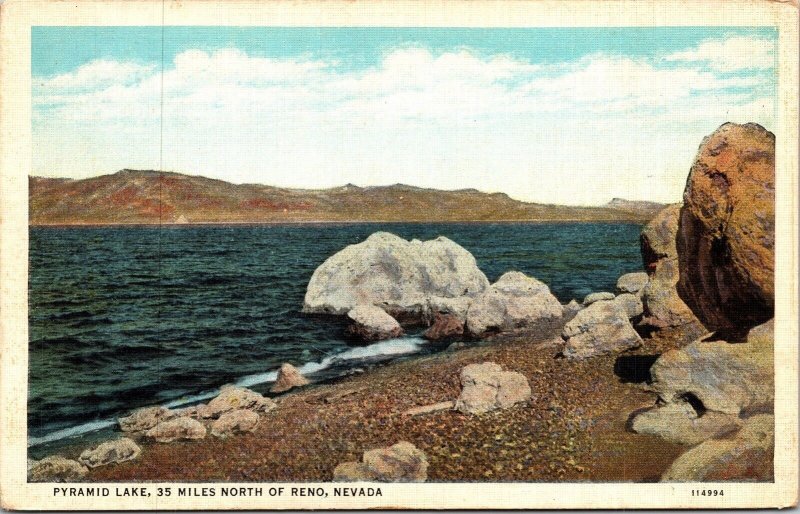 Pyramid Lake Reno Nevada Scenic Desert Landscape Rocky Shore Postcard 