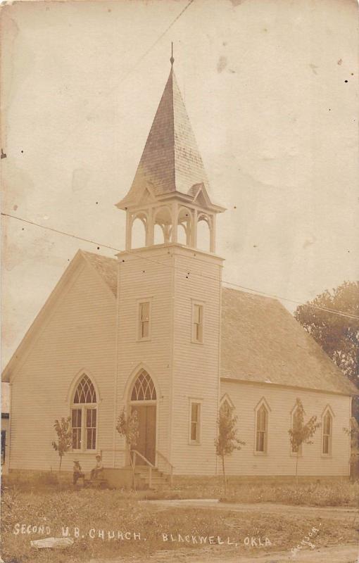 Oklahoma OK Postcard c1910 BLACKWELL Second UB Church Real Photo RPPC