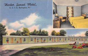 Burlington Vermont Harbor Sunset Motel Multiview Antique Postcard K36121