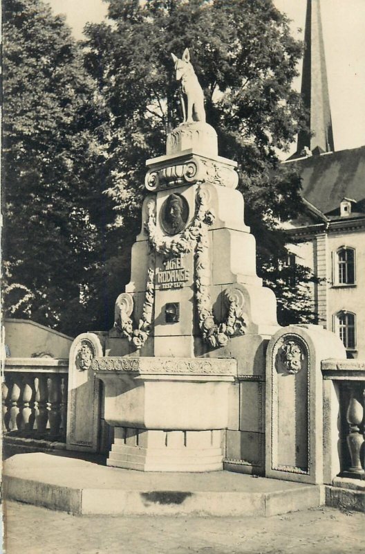 Postcard Europe Luxembourg city view monument Michel Rodange
