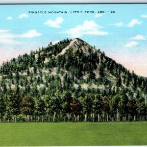 c1940s Little Rock, AK Pinnacle Mountain Linen PC Nature Scene Tree Clouds A289
