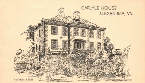 Vintage Postcard 1910's Front View Carlyle House Alexandria VA Virginia