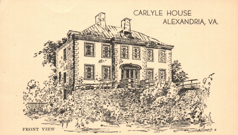 Vintage Postcard 1910's Front View Carlyle House Alexandria VA Virginia