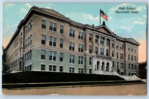 Haverhill Massachusetts Postcard High School Building Exterior View 1915 Antique