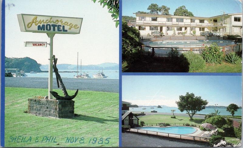 Anchorage Motel Paihia Bay of Islands NZ Te Ata O-Tu Postcard D54 *As Is