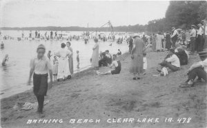 F99/ Clear Lake Iowa RPPC Postcard 1925 Bathing Beach Water Slide 