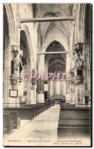 Old Postcard Verneuil Interior of the Church Historical Monument