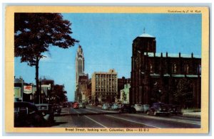 c1960 Exterior View Broad Street Looking West Columbus Ohio OH Vintage Postcard