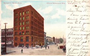 1906 Security Bank Building 4th & Nebraska Streets Sioux City Iowa IA Postcard