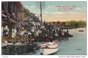 Crowds Watching The Race From Draw Bridge, New London, Connecticut, 1900-1910s