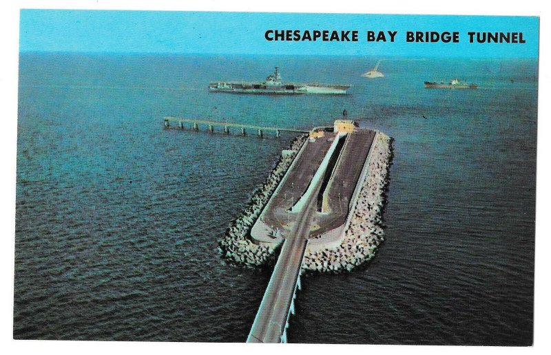 VA Cheaspeake Bay Bridge Tunnel Man Made Island US Route 13  Postcard