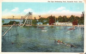 Vintage Postcard 1920's The Spa Swimming Pool Russells Point Ohio OH Attraction