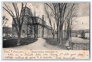 1907 Exterior View Graded School Building  Bennington Vermont Vintage Postcard