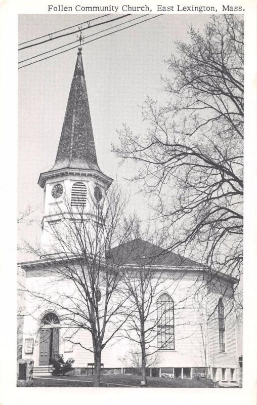 EAST LEXINGTON MASSACHUSETTS FOLLEN COMMUNITY CHURCH B/W MERRIMACK POSTCARD