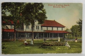 Measha Wisconsin Hotel St Brighton Beach 1913 to Detroit Postcard T6