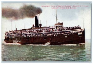c1910s Steamship City Of Benton Harbor St. Joseph & Chicago IL Unposted Postcard