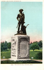 Vintage Postcard 1920's The Minute Man Statue Monument Concord Massachusetts