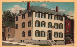 Vintage Postcard 1930s The Birthplace Of Longfellow Portland Maine ME