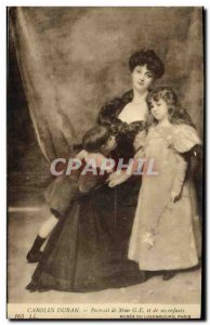 Postcard Old Carolus-Duran Partrait Ms. GE and children Musee du Luxembourg