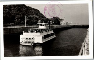 RPPC M. V. Julie N. Dubuque Excursion Boat in Lock c1961 Vintage Postcard C09