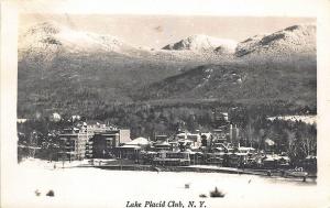 Lake Placid Club NY Business District View Mountains in 1941 RPPC Postcard