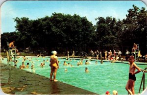 Rockford, IL Illinois  FAIR GROUNDS PARK SWIMMING POOL  Lifeguards 1953 Postcard