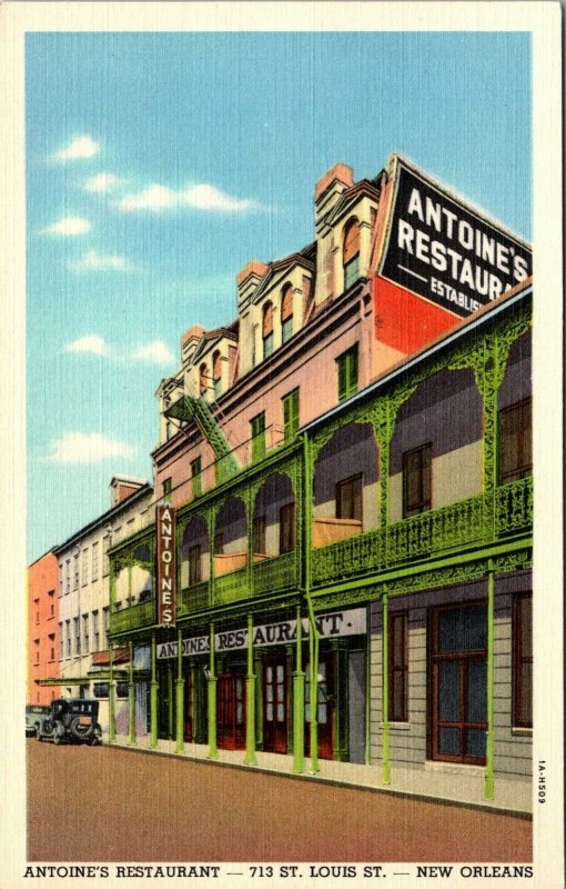 Antoine's Restaurant St. Louis St. New Orleans Louisiana Linen Postcard