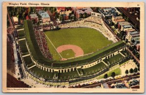 Vtg Chicago Illinois IL Wrigley Field Cubs Baseball Stadium Linen View Postcard