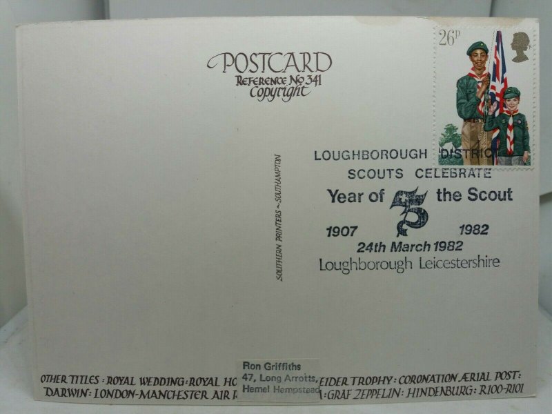 Vtg Postcard Lord Baden Powell 75 years  Scouting 1907-1982 Loughborough Scouts