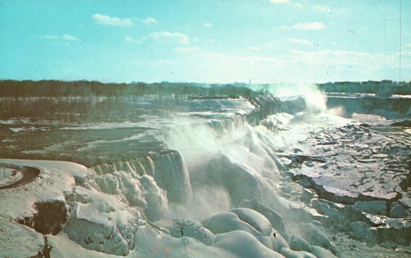 Vintage Postcard Niagara Falls In Winter Mountain Freezing Spray Ontario Canada