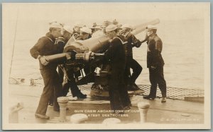 US DESTROYER SHIP GUN CREW ANTIQUE REAL PHOTO POSTCARD RPPC