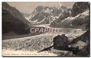 Old Postcard Chamonix Sea Ice Train Station Montevers